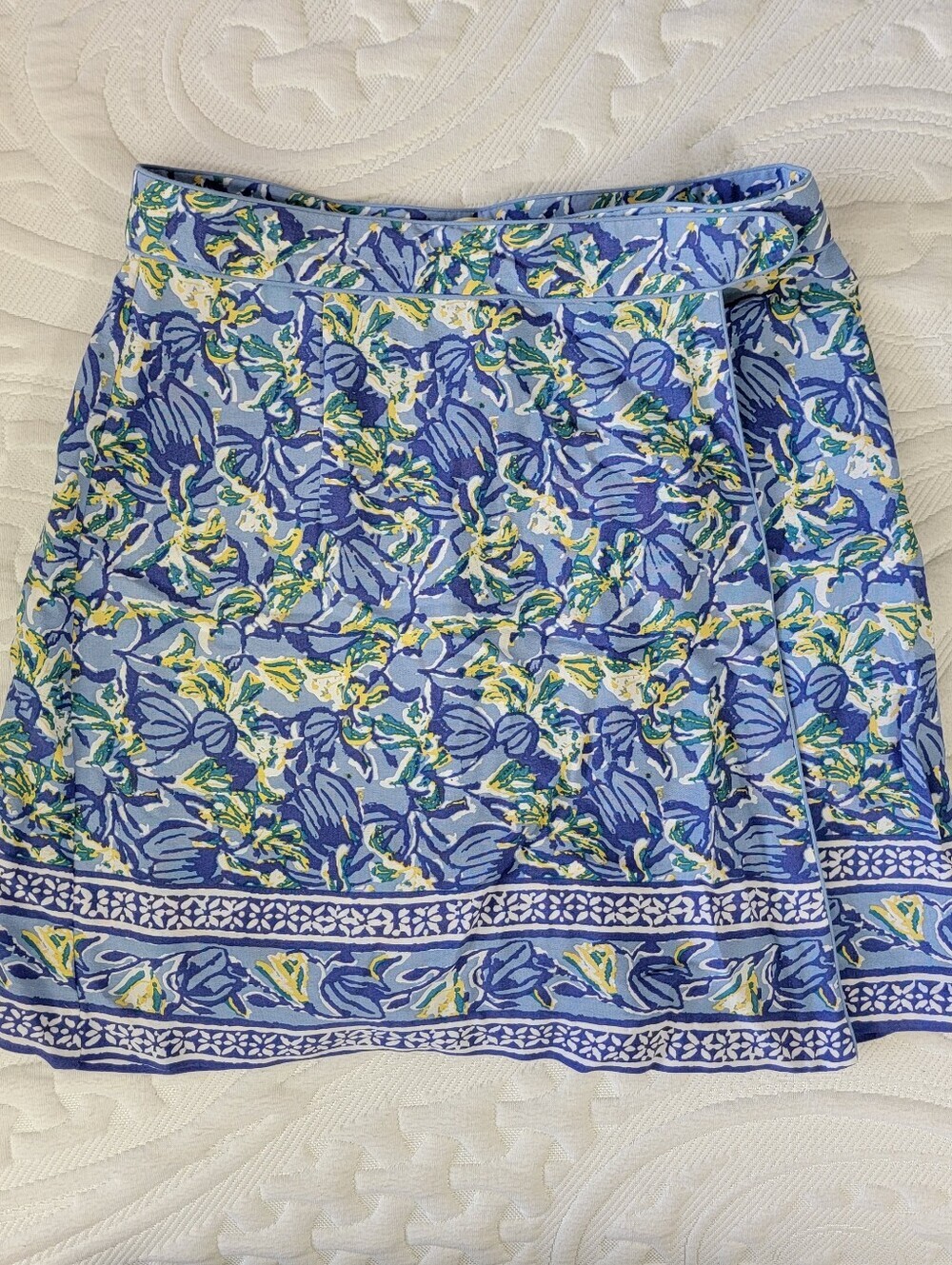 NWT Vintage Limited America Blue Yellow Floral Skort Faux Wrap Size 6 No Stretch
